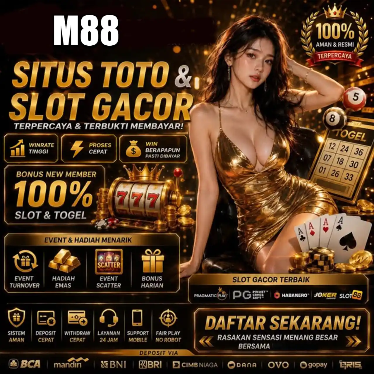 Banner Aplikasi M88 dengan akses permainan digital