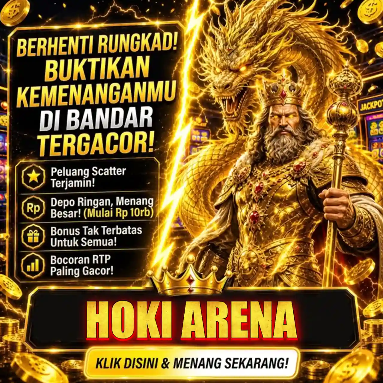 Banner Aplikasi HOKI ARENA dengan akses permainan digital