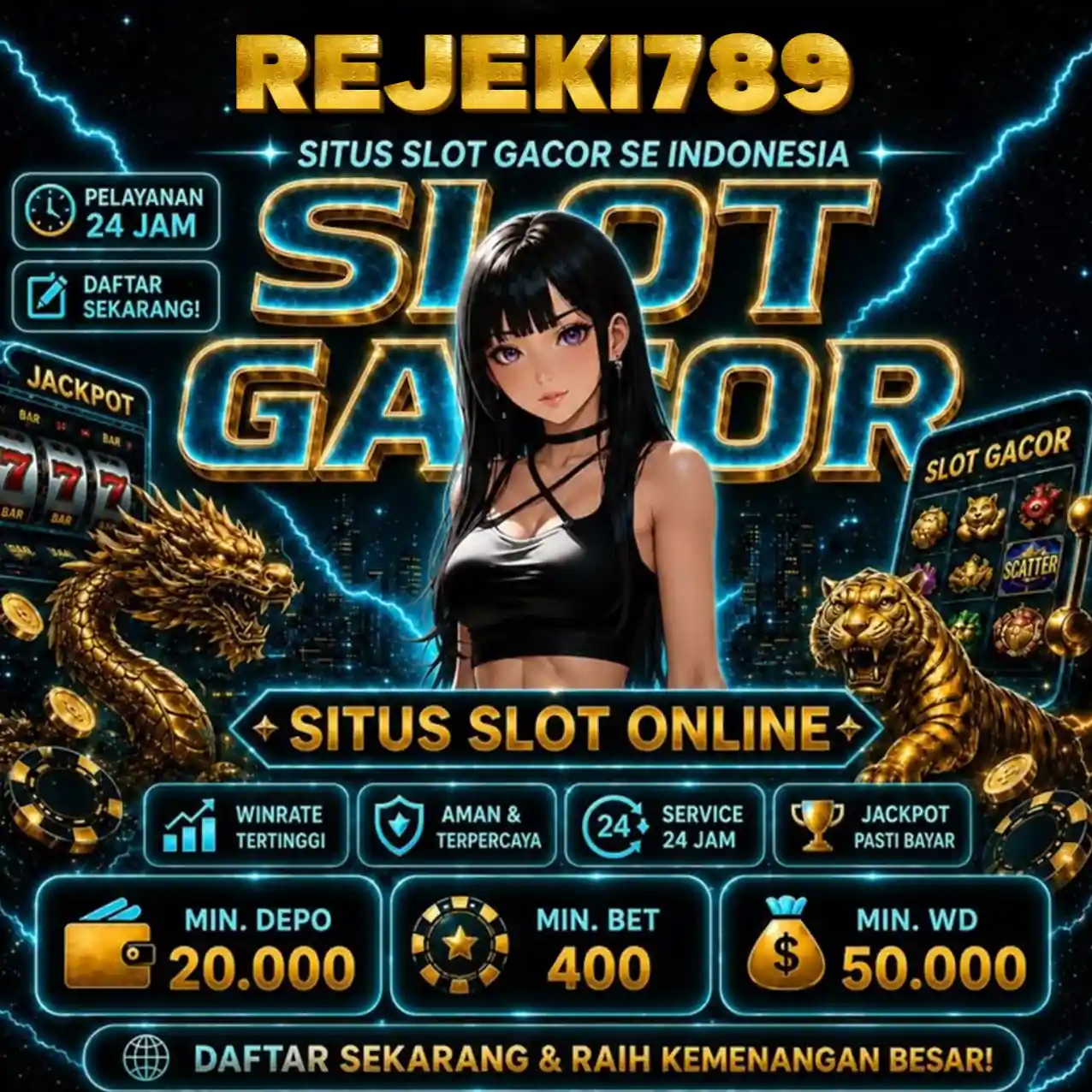 Tampilan utama aplikasi REJEKI789 dengan akses permainan digital