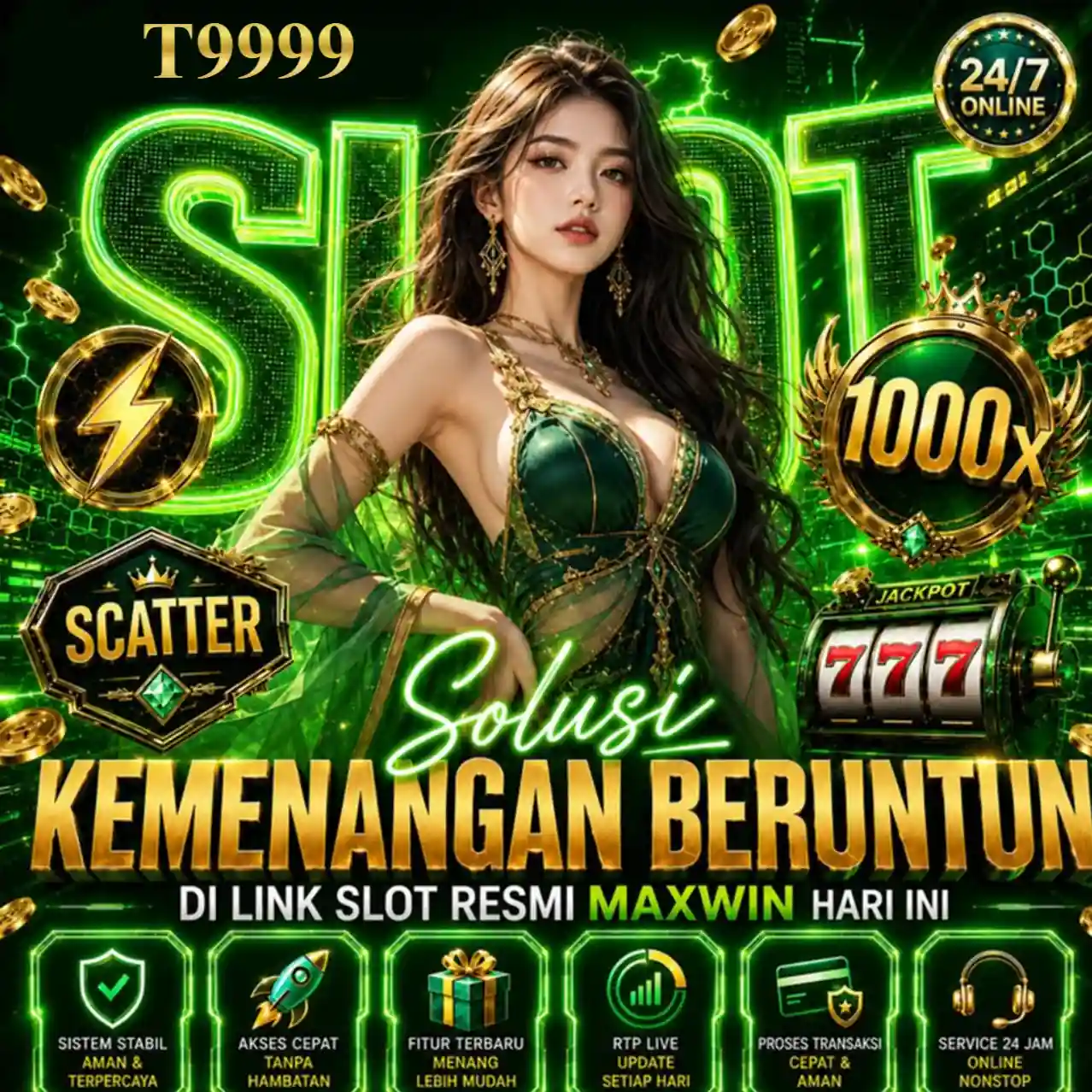 Banner Aplikasi T9999 dengan akses permainan digital