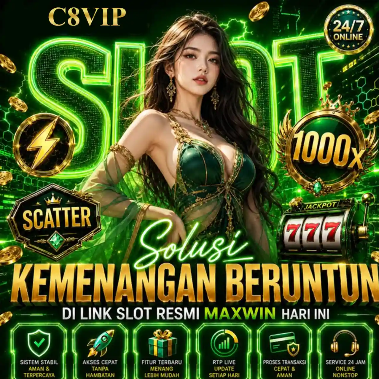 Banner Aplikasi C8VIP dengan akses permainan digital