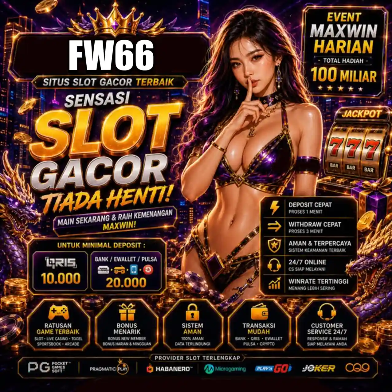 Banner Aplikasi FW66 dengan akses permainan digital