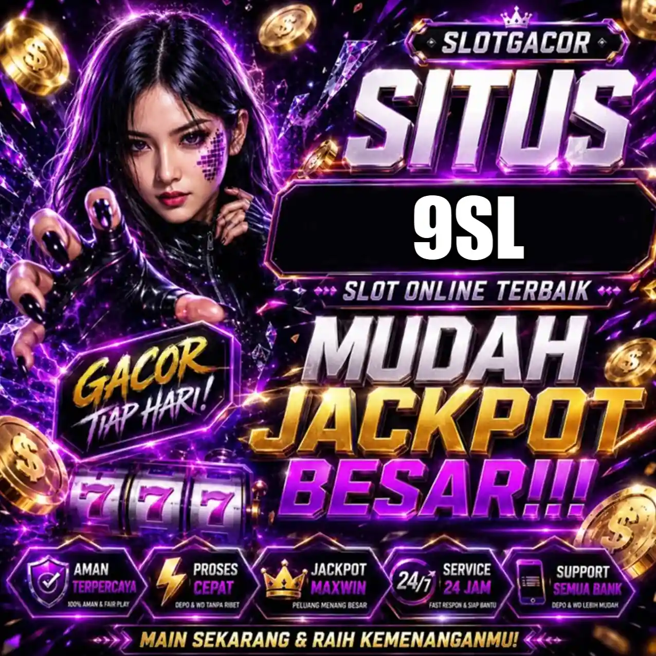Tampilan utama aplikasi 9SL dengan akses permainan digital