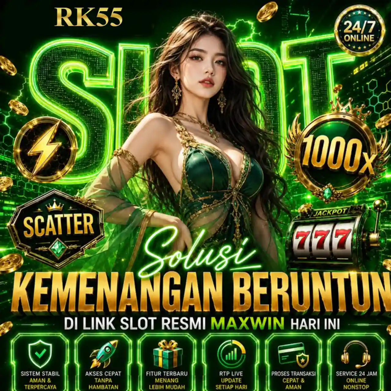 Banner Aplikasi RK55 dengan akses permainan digital