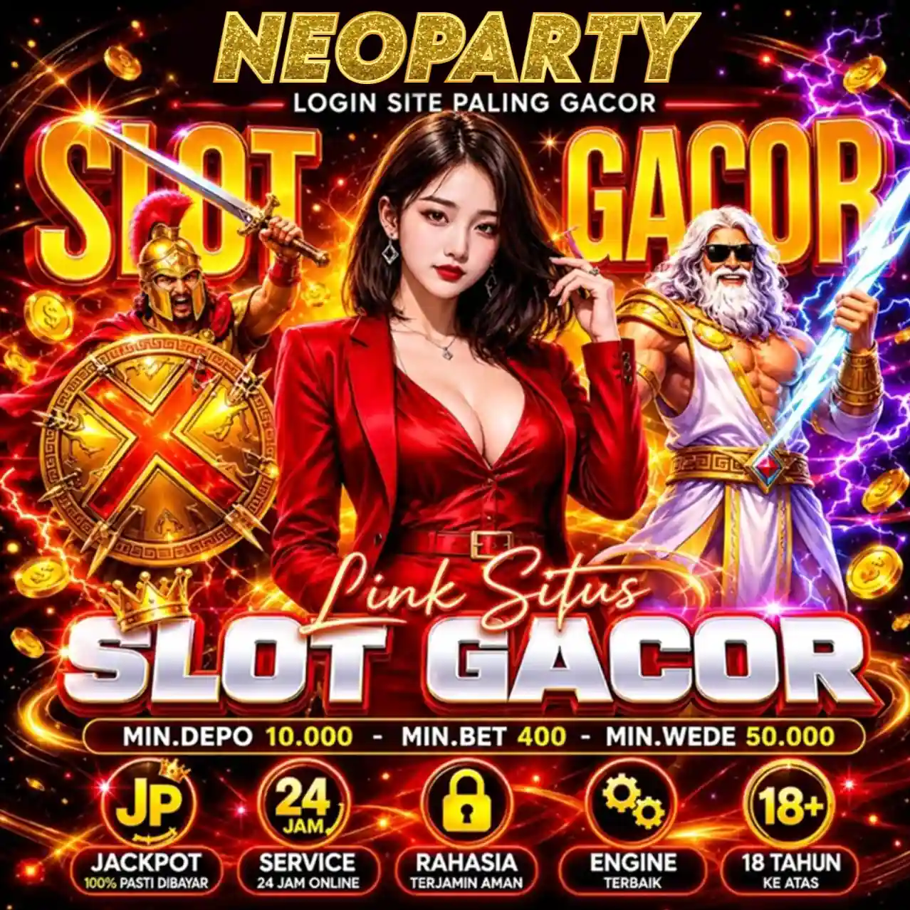 Banner Aplikasi NEOPARTY dengan akses permainan digital