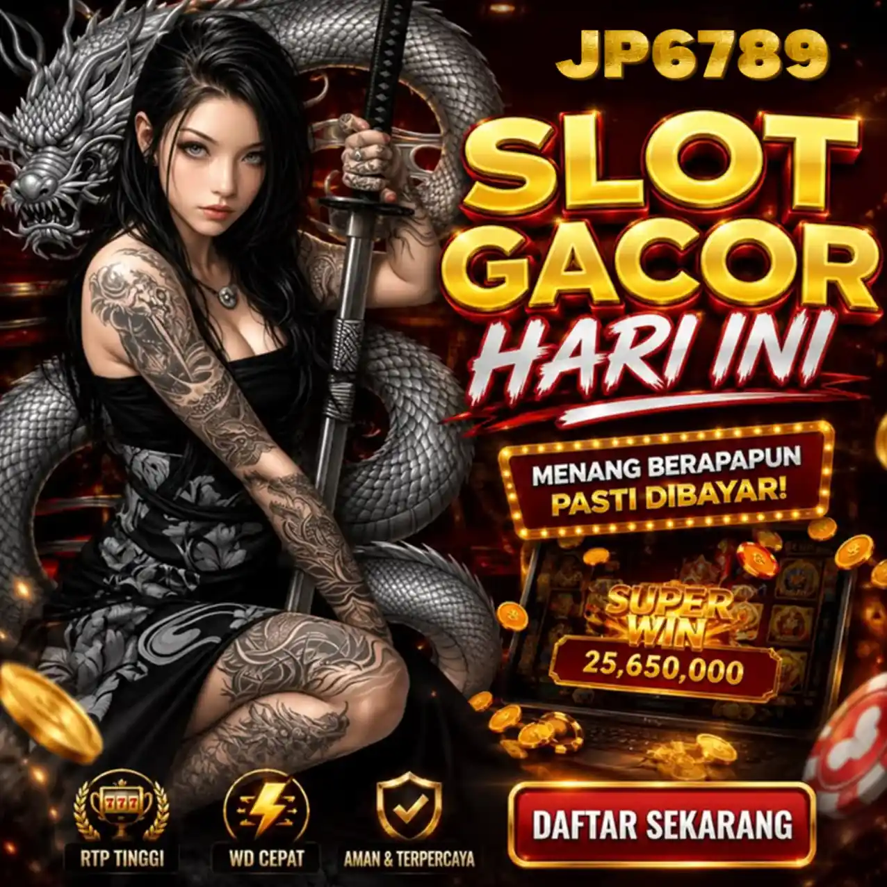 Tampilan utama aplikasi JP6789 dengan akses permainan digital
