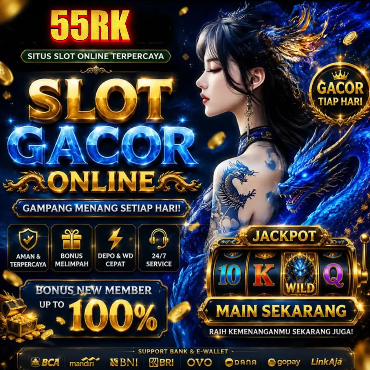 Banner Aplikasi 55RK dengan akses permainan digital