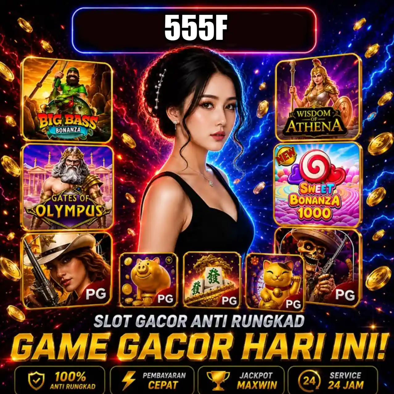 Banner Aplikasi 555F dengan akses permainan digital